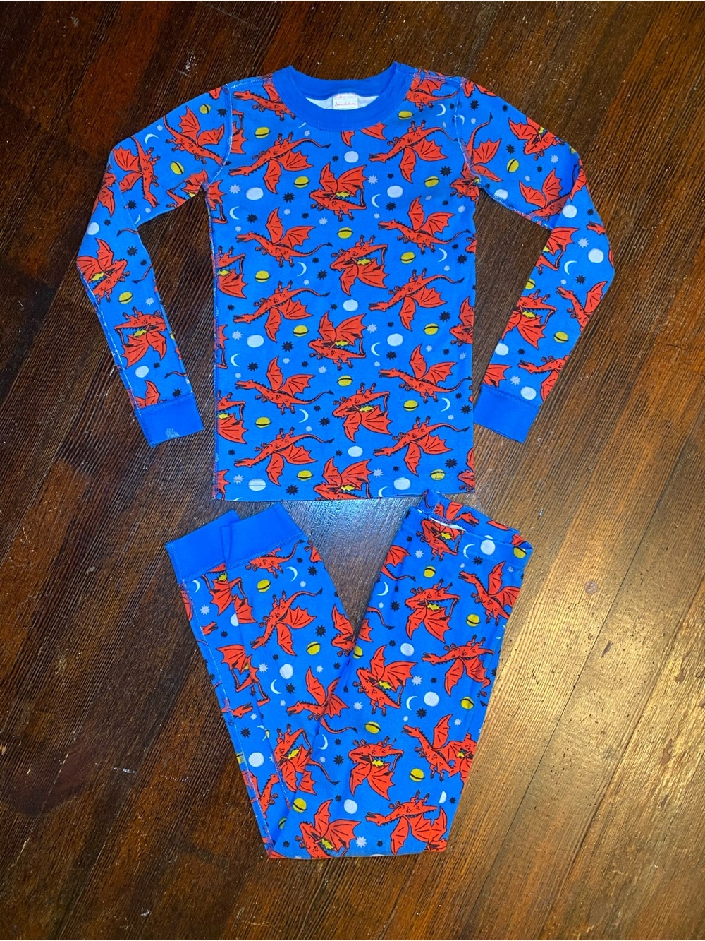 EUC HA Hanna Andersson Size 10 Dragon Long Sleeve Pajama Set Organic Cotton